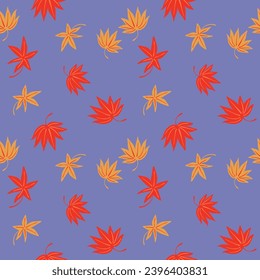 Japanese Red Maple Leaf Fall Vector Seamless Pattern