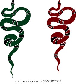 Japanese red snake cobra for sticker isolate on white background.