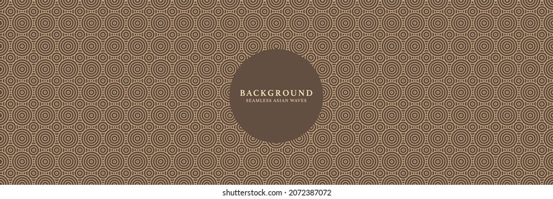 Japanese repeat ocean waves linear pattern texture background. Seamless wavy lines pattern background in asian oriental style. Geometric brown vector pattern background print.
