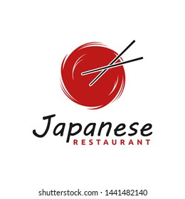 Japanese restaurant company logo with chopsticks