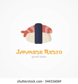 Japanese restaurant design logo template. Flat style