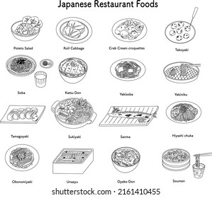 Japanese Restaurant Foods Icon Set