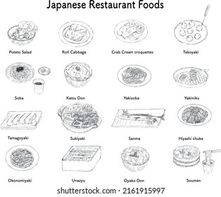 Japanese Restaurant Foods Icon Set