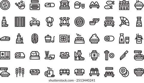 Japanese restaurant icons High-Quality Vector Icons Collection with Editable Stroke. Ideal for Professional and Creative Projects.