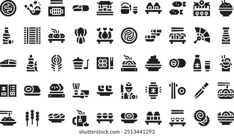 Japanese restaurant icons High-Quality Vector Icons Collection with Editable Stroke. Ideal for Professional and Creative Projects.