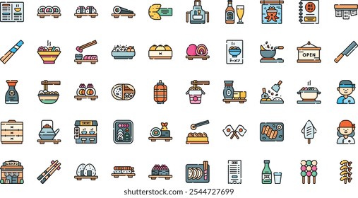 Japanese restaurant icons .. High-Quality Vector Icons Collection with Editable Stroke. Ideal for Professional and Creative Projects.