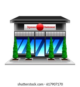 Japanese restaurant isolated on white photo-realistic vector illustration