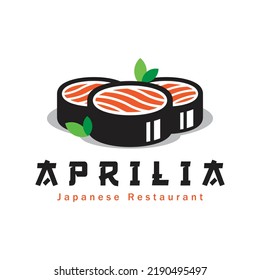 A Japanese Restaurant Logo with a Sushi as the main object