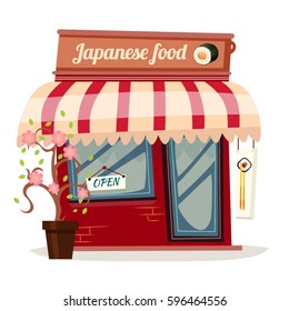 Japanese restaurant retro and flat concept design vector illustration