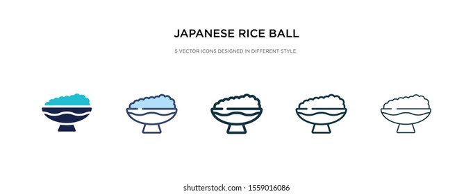 japanese rice ball in a bowl icon in different style vector illustration. two colored and black japanese rice ball in a bowl vector icons designed filled, outline, line and stroke style can be used
