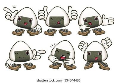 Japanese rice ball mascot set.