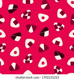 Japanese Rice Ball in Red Color Background Seamless Pattern