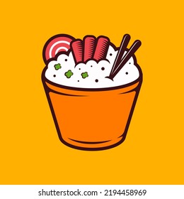 Japanese Rice Bowl Vector Illustration