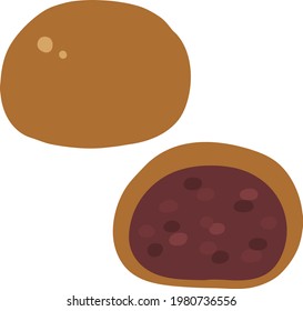 japanese rice cake (manju) vector icon illustration 
