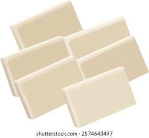 Japanese Rice Cake or Mochi Block Slices Illustration Isolated on White Background