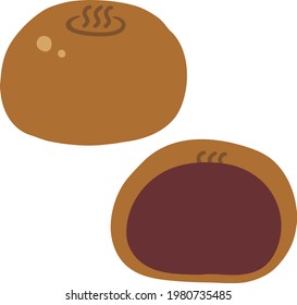 japanese rice cake (onsen-manju) vector icon illustration 