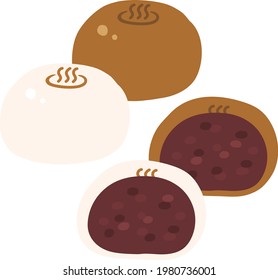 japanese rice cake (onsen-manju) vector icon illustration 