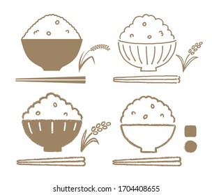 Japanese rice and chopsticks icons