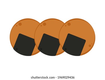 Japanese rice cracker vector. Japanese rice cracker on white background.