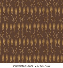 Japanese Rice Leaf Branch Vector Seamless Pattern