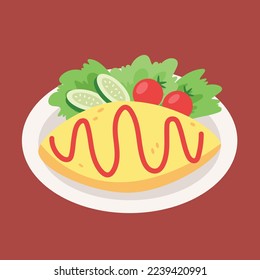 Japanese rice omelette cartoon vector