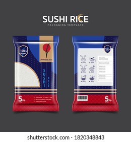 Japanese Rice or Sushi Rice Packaging Template Background for Organic Products.