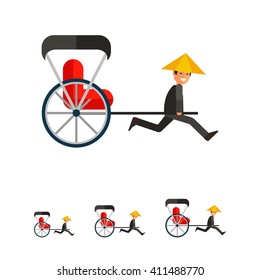 Japanese rickshaw flat icon