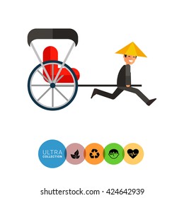 Japanese rickshaw flat icon