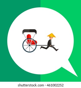 Japanese rickshaw flat icon