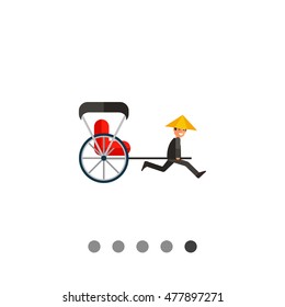 Japanese rickshaw flat icon