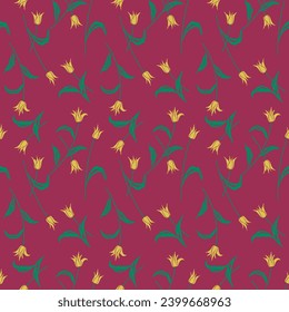 Japanese Romantic Flower Branch Vector Seamless Pattern