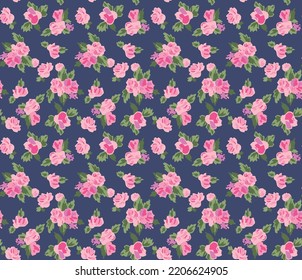 Japanese Romantic Rose Motif Vector Seamless Pattern