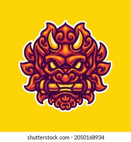japanese ronin demon mascot sport logo vector