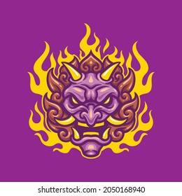 japanese ronin demon mascot sport logo vector