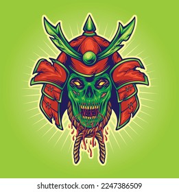 Japanese ronin skull warrior illustration vector illustrations for your work logo, merchandise t-shirt, stickers and label designs, poster, greeting cards advertising business company or brands
