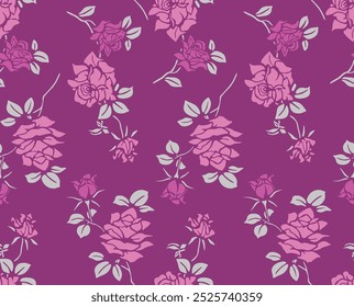 Japonês Rose Bloom Branch Vetor Padrão Sem Costura