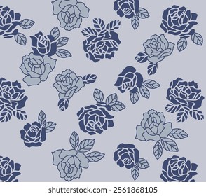 Japanese Rose Leaf Vector Seamless Pattern
