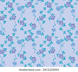  Japanese Rose Leaf Vine Vector Seamless Pattern
