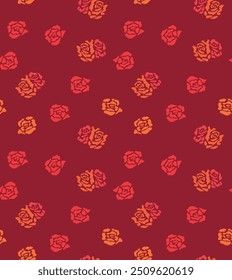 Japanese Rose Motif Vector Seamless Pattern
