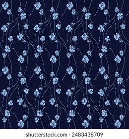 Japanese Rose Swirl Vine Vector Seamless Pattern