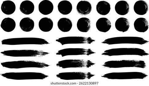 Japanese round brushstrokes. Vector Asian enso circles