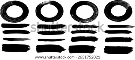 Japanese round brushstrokes. Vector Asian enso circles.
