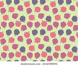 Japanese Round Flower Motif Vector Seamless Pattern