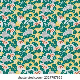 Japanese Round Leaf Vector Seamless Pattern