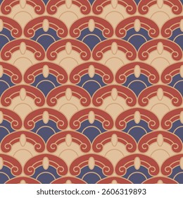 Japanese Round Motif Wave Vector Seamless Pattern