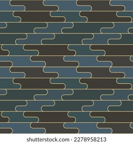 Japanese Round Rectangle Wave Vector Seamless Pattern
