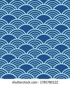 Japanese Round Wave Vector Seamless Pattern