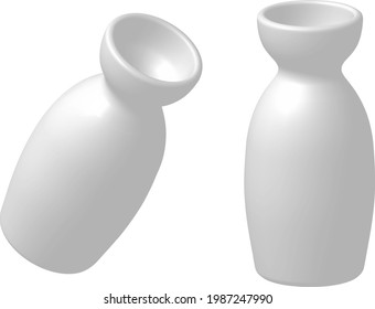 Japanese sake bottles isolated vector illustration.