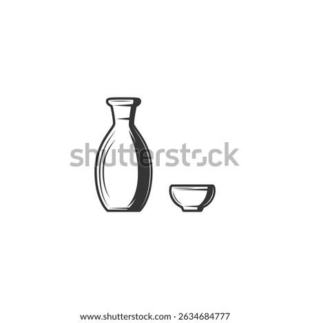 Japanese Sake and cup Icon flat vector design