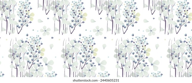 Japanese sakura blossom pattern spring for fabric design. Textile pattern in style Japanese modern simple art. Retro vintage Fabric design.